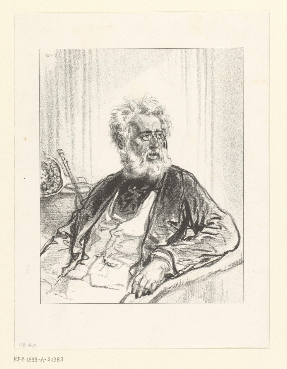 Vecchio con barba bianca e occhiali da Paul Gavarni