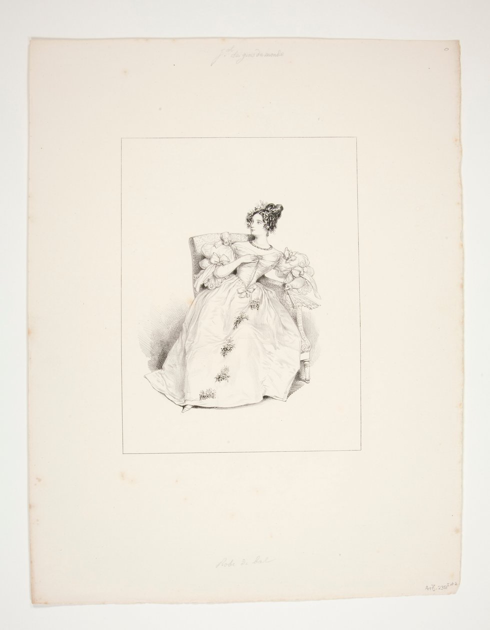 ABITO DA BALLO. Acconciatura Jouenne, fiori di Nattier. da Paul Gavarni