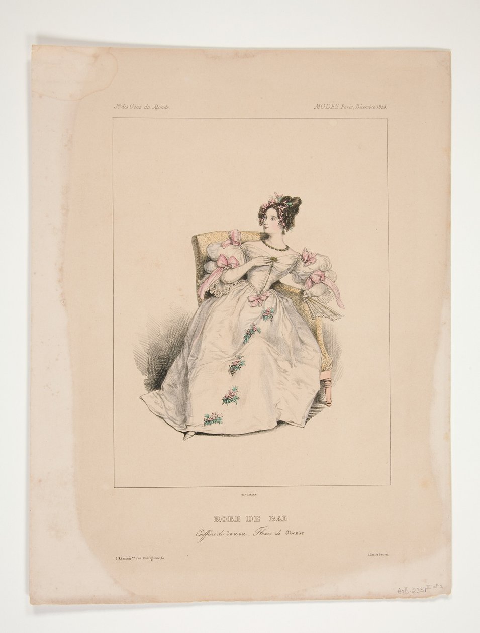 Abito da ballo. Acconciatura Jouenne, fiori di Nattier. da Paul Gavarni