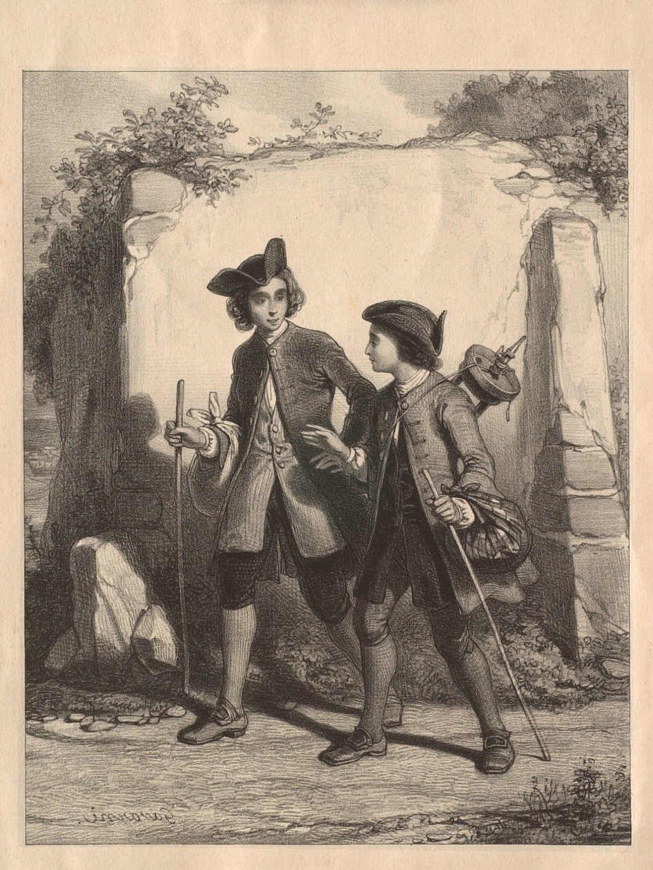 Rousseau e il suo amico Bacle da Paul Gavarni
