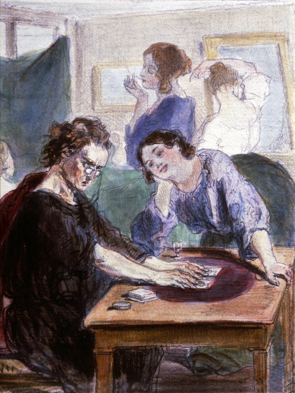 Le vecchie lorettes, chiromante a Parigi, metà del XIX secolo da Paul Gavarni