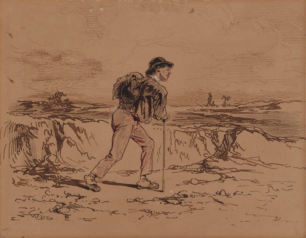 Giovane uomo con zaino da Paul Gavarni