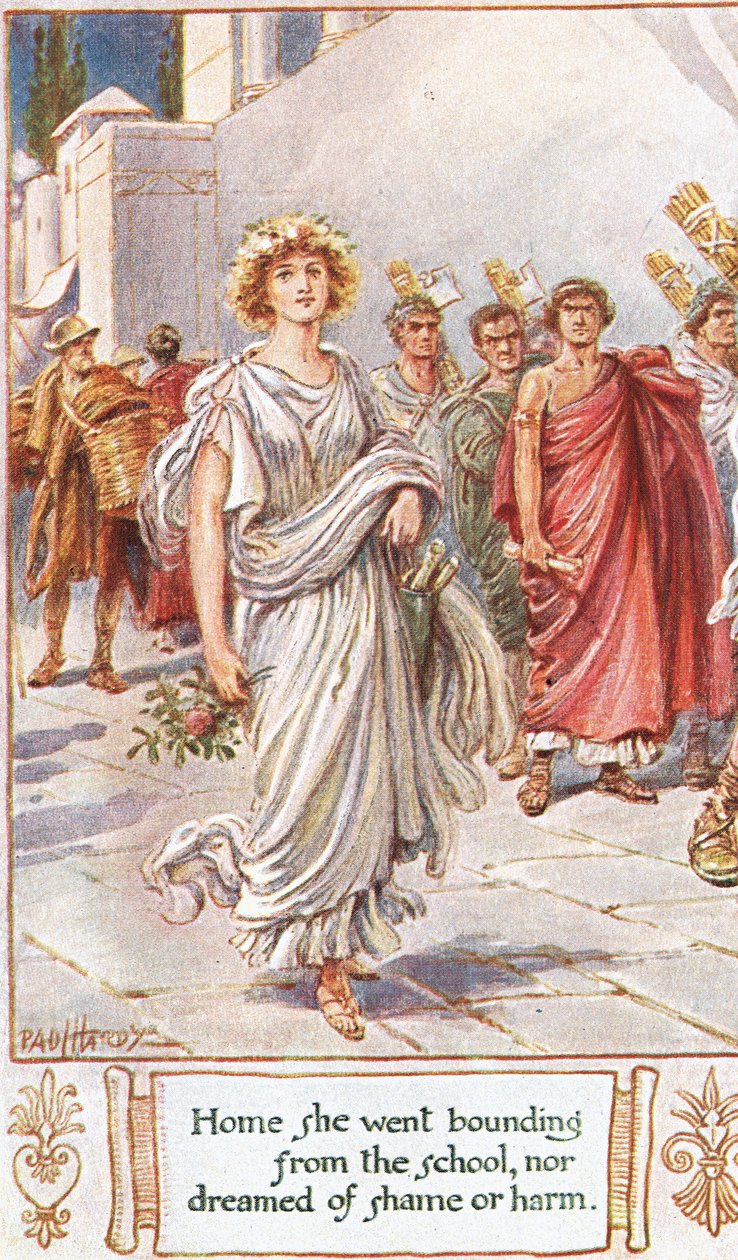 Tornò a casa, saltando da scuola senza sognare vergogna o danno, illustrazione da 