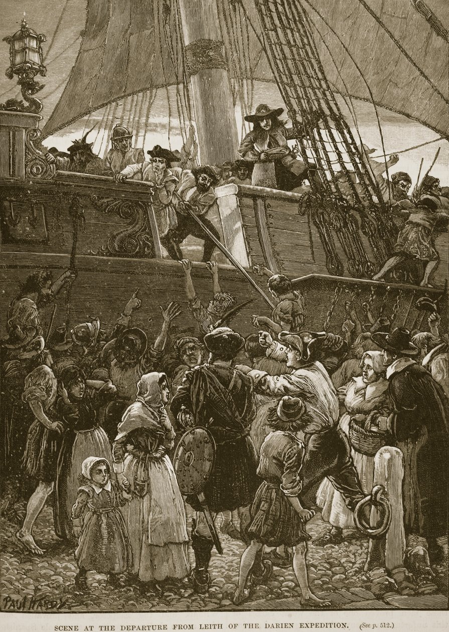 Scena alla Partenza da Leith della Spedizione Darien, illustrazione da 