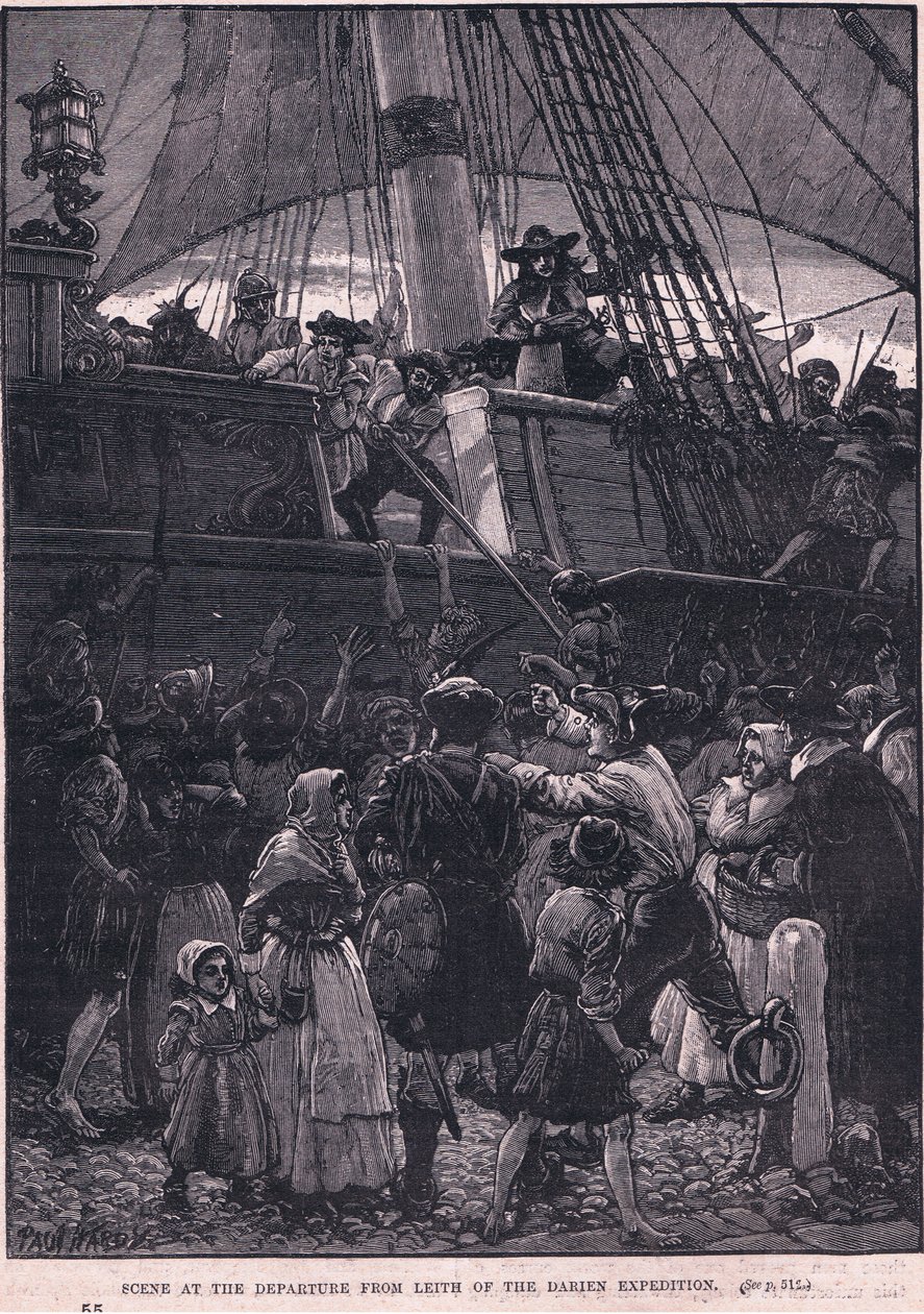 Scena della partenza da Leith della spedizione Darien AD 1698 da Paul Hardy