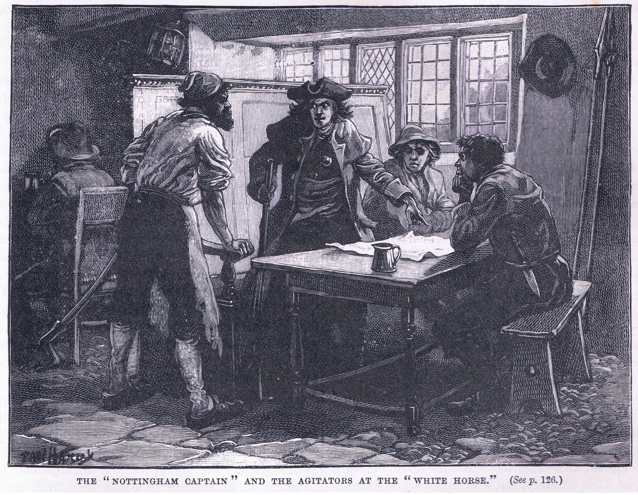 Il capitano di Nottingham e gli agitatori al White Horse, 1817 d.C. da Paul Hardy