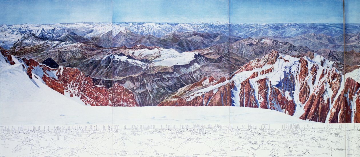 Veduta panoramica della cima del Pelvoux nel Massiccio degli Ecrins, Alpi francesi da Paul Helbronner