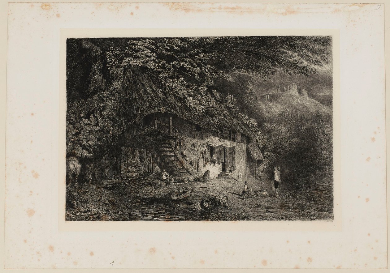 Casale normanno con le rovine del castello di Arcques. Beraldi 79 IFF 31 da Paul Huet