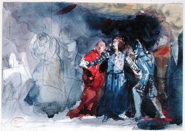 Il fantasma del re appare ad Amleto, scena dall
