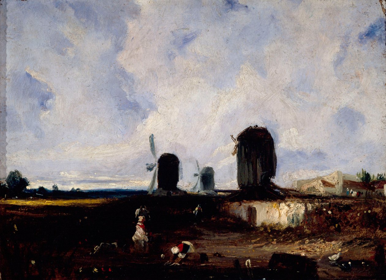 Mulini a vento sulle pianure di Montrouge, c.1820 da Paul Huet