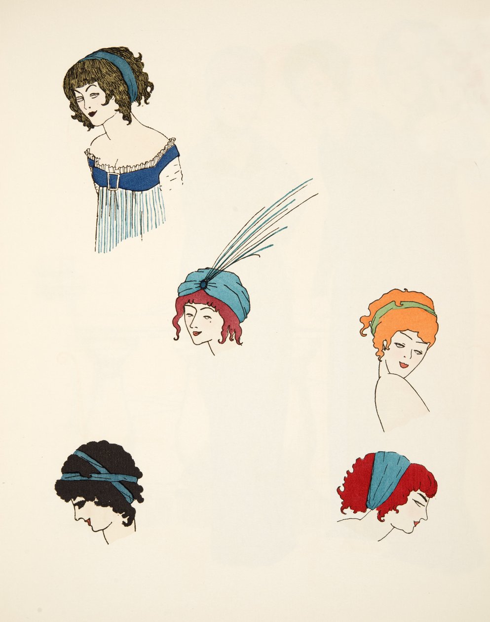 Design per copricapi, da Les Robes de Paul Poiret pub. 1908 da Paul Iribe