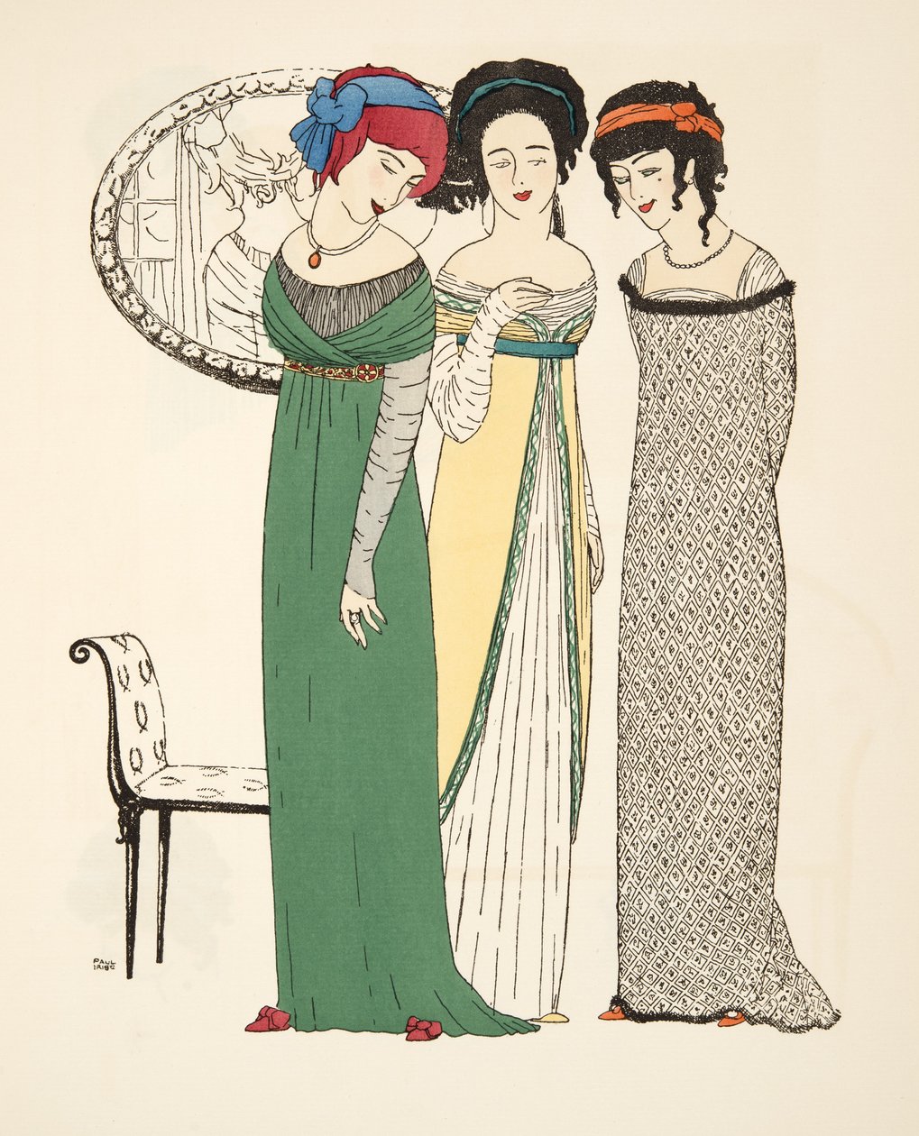 Tre abiti da sera da Les Robes de Paul Poiret pub. 1908 da Paul Iribe