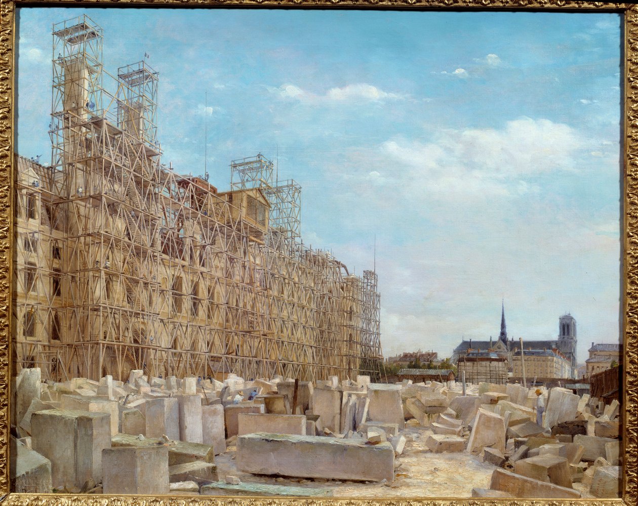 Il Municipio di Parigi in ricostruzione da Paul Joseph Victor Dargaud