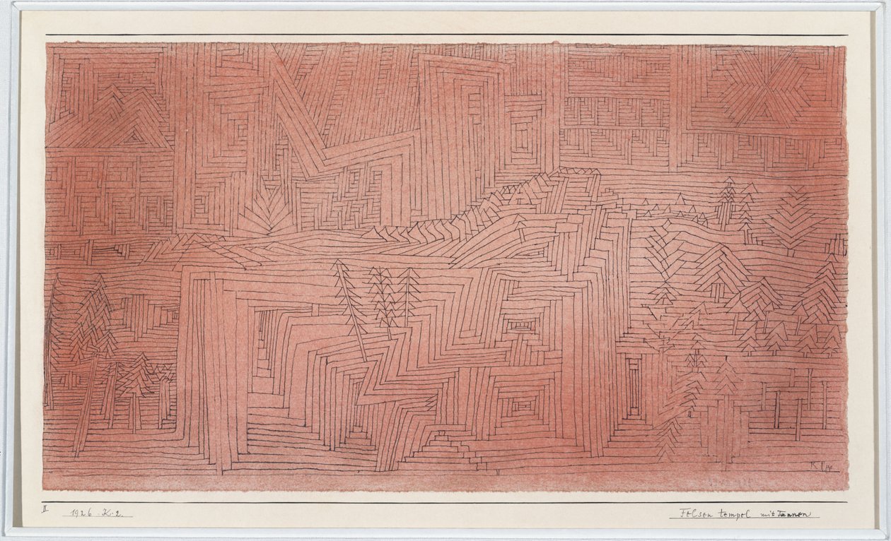 Templi sulla scogliera con abeti da Paul Klee
