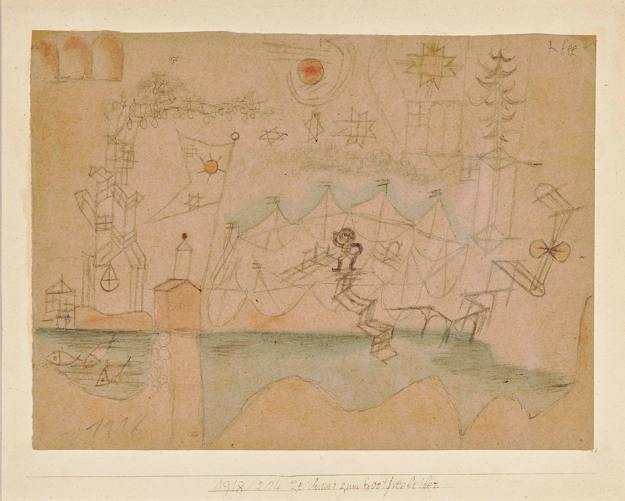 Disegno per il noleggio di barche, 1918 da Paul Klee
