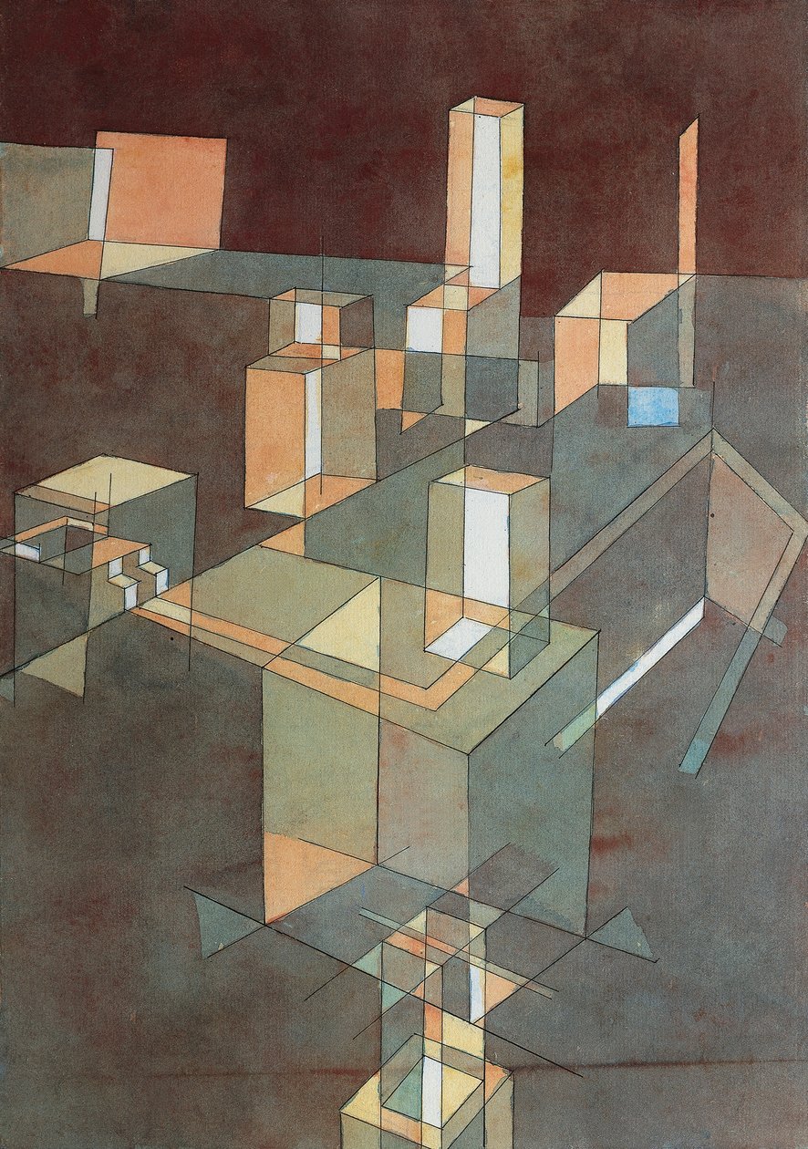 Città italiana di Paul Klee (1879-1940), acquerello su carta Ingres, 34x23 cm da Paul Klee