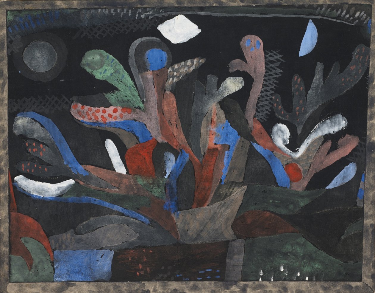 Immagine di un giardino in colori scuri Dunkelbuntes Gartenbild, 1923 da Paul Klee