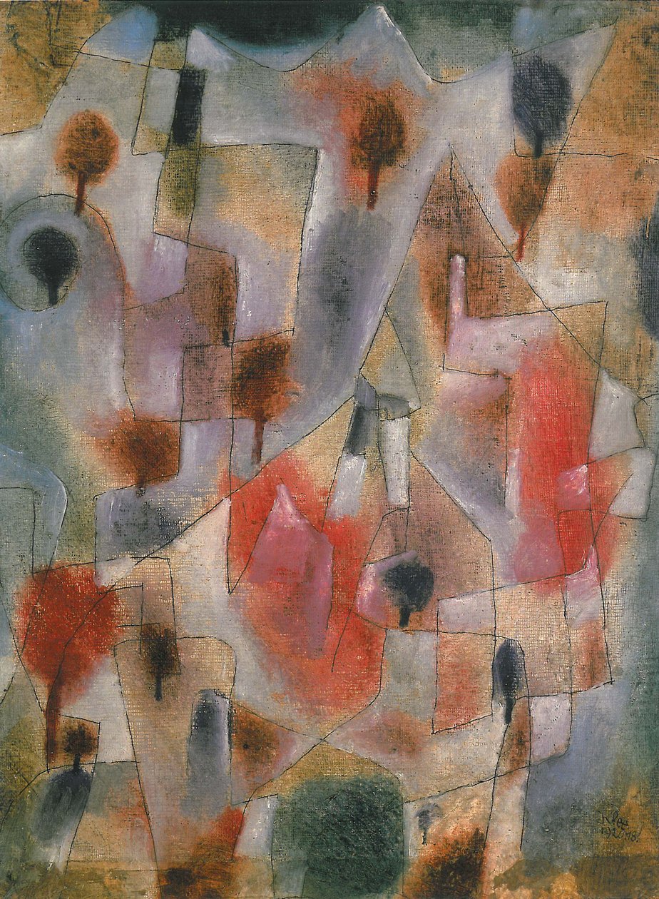Paesaggio con alberi blu e rossi da Paul Klee