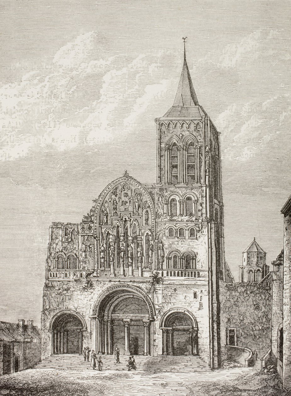 Chiesa abbaziale della Maddalena, Vezelay, Francia, dove San Bernardo predicò la seconda crociata nel 1146. da Paul Lacroix