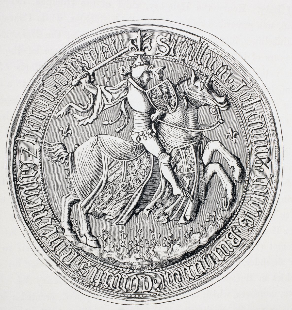 Sigillo di Jean Ii, duca di Borgogna, conte di Nevers e barone di Donzy 1371 - 1419. da Paul Lacroix