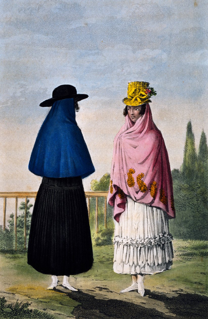 Donna di montagna e donna di pianura, incisione di Paul Legrand da Paul Legrand