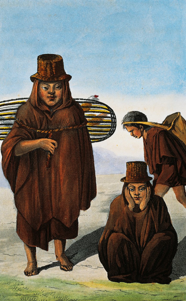 Venditore di pollame, mendicante e lavoratore, Colombia, incisione di Paul Legrand da Viaggi nella Repubblica di Colombia negli anni 1822 e 1823, di Gaspard Theodore Mollien, Sud America da Paul Legrand
