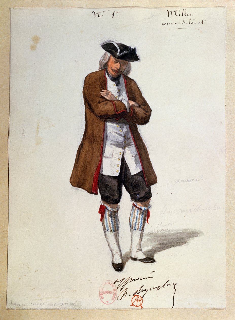 Costume per Luisa Miller di Giuseppe Verdi, schizzo da Paul Lormier