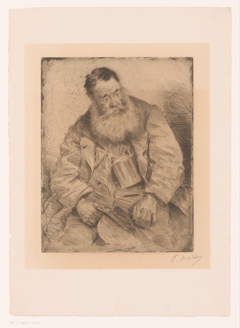 Ritratto di un uomo seduto con barba da Paul Mathey (signed by artist)