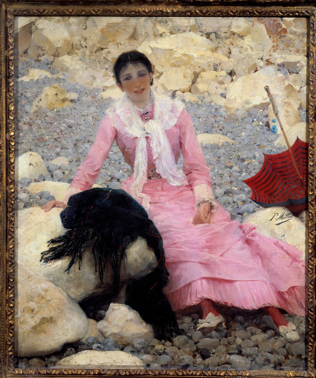 Ritratto di Fernande Mathey sulla spiaggia da Paul Mathey