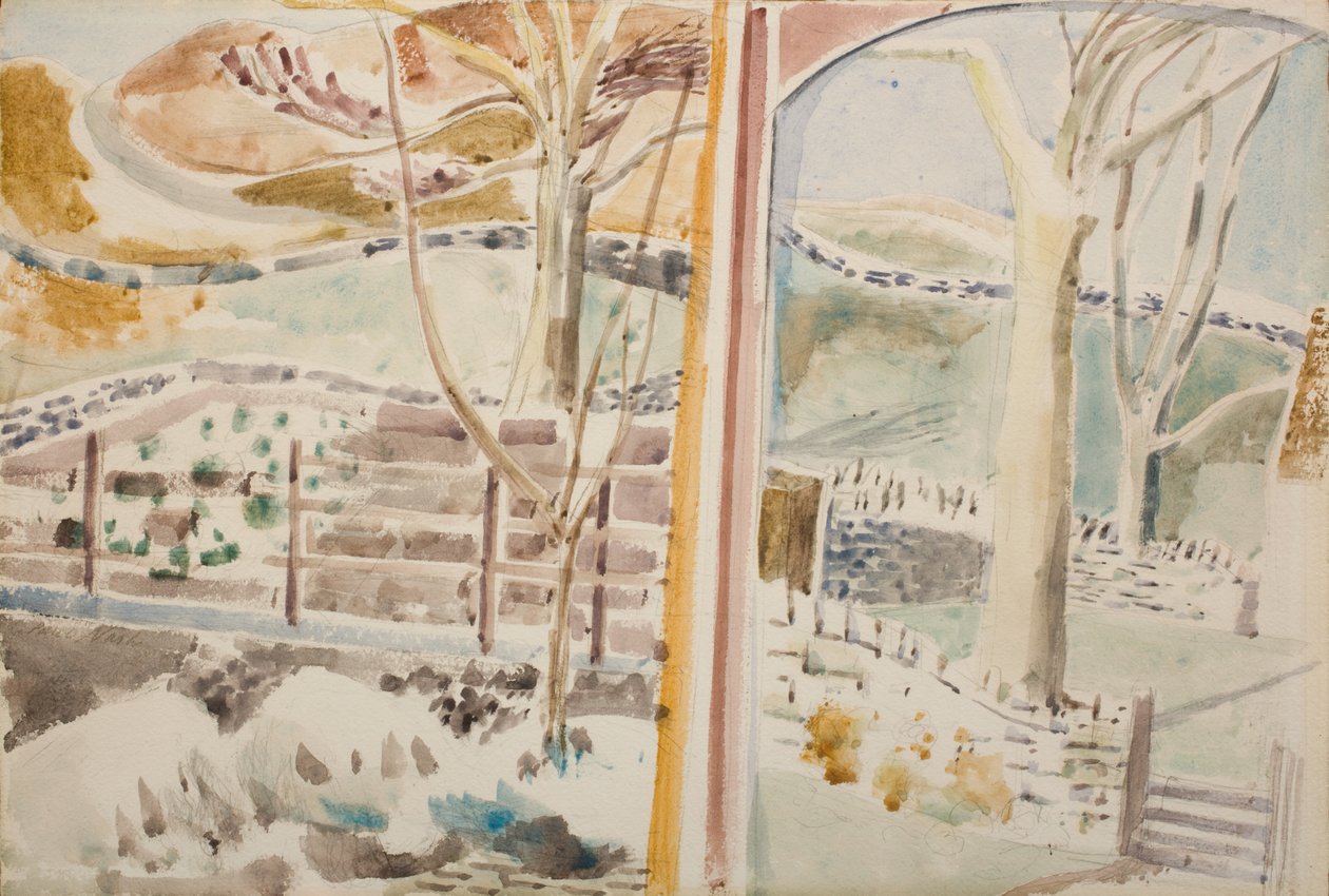 Il paesaggio attraverso la finestra e attraverso lo specchio da Paul Nash