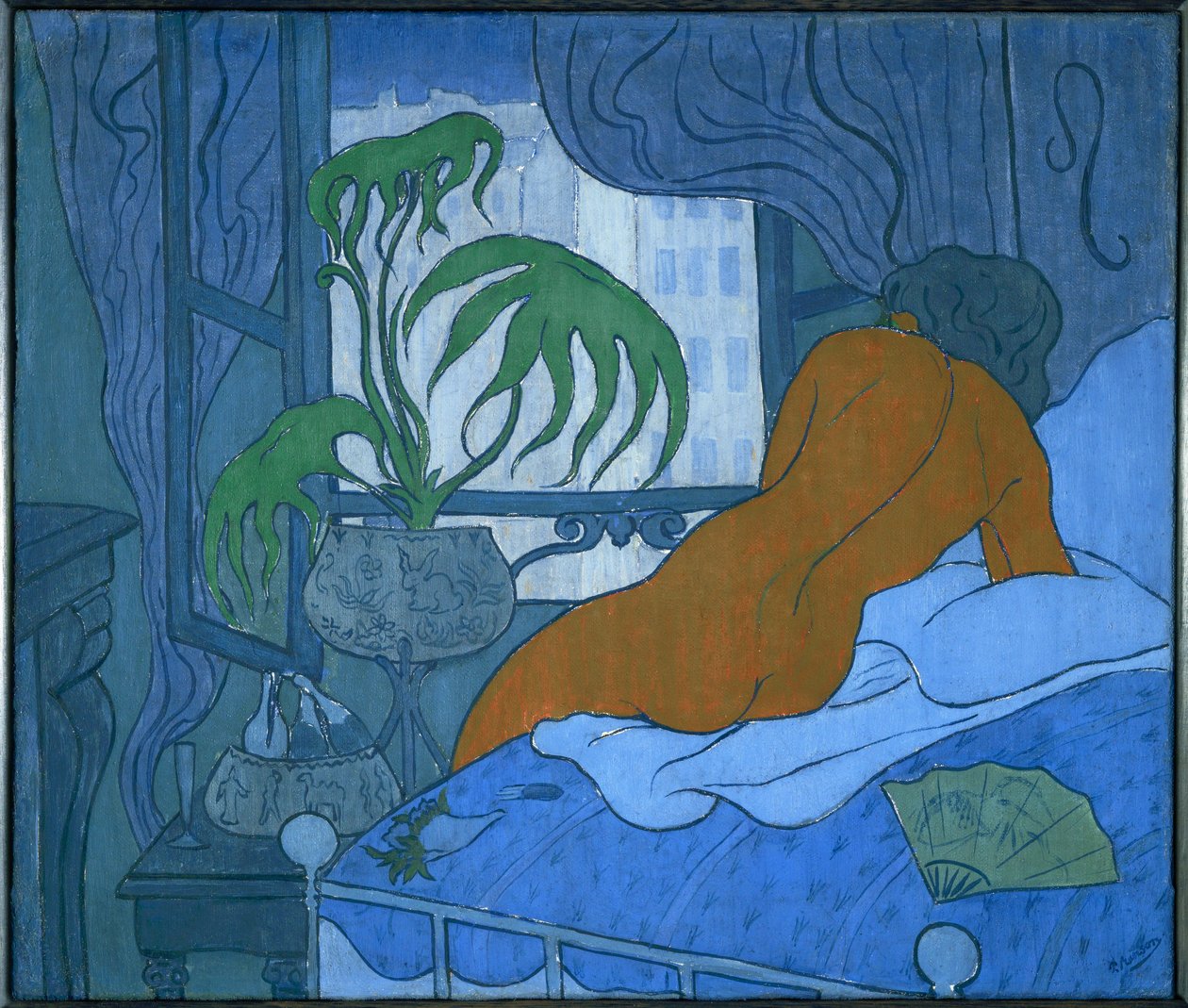 La stanza blu, o nudo con ventaglio. 1891 (dipinto su tela) da Paul Ranson