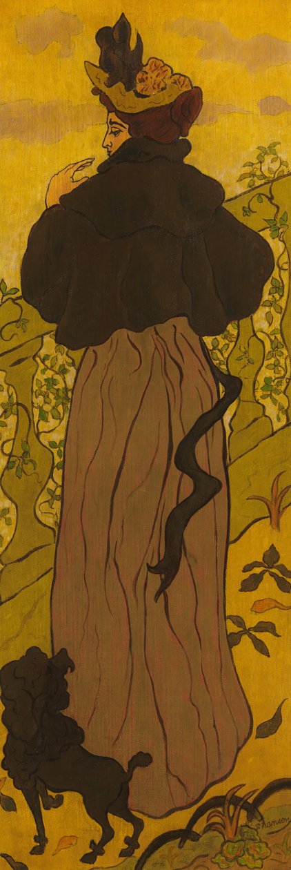 Donna in Piedi Accanto a una Balaustra con un Barboncino da Paul Elie Ranson