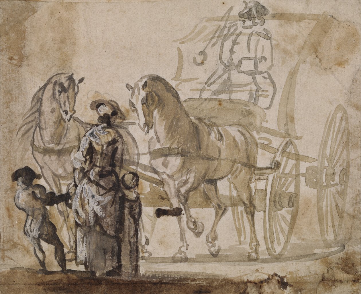 Una carrozza e coppia, con cocchiere da Paul Sandby