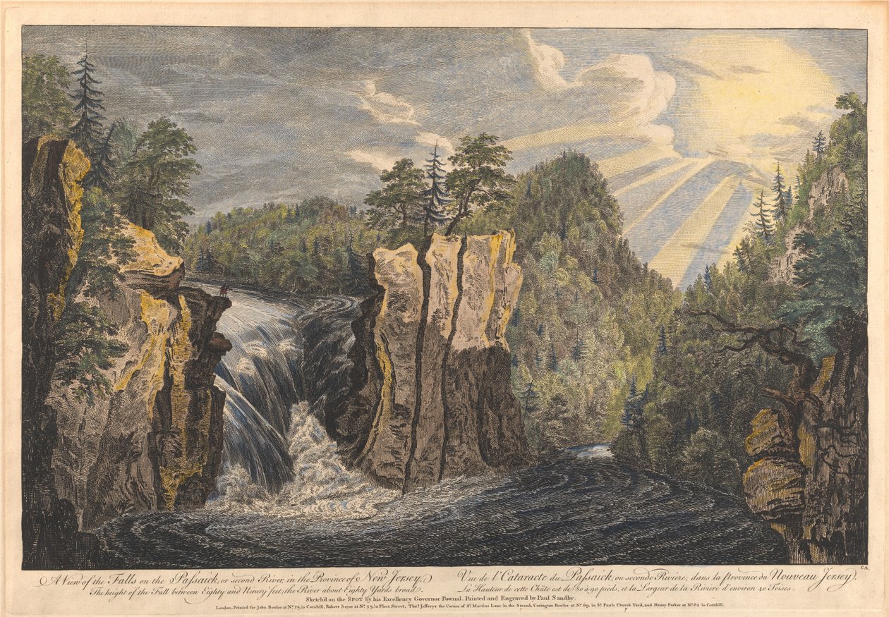 Veduta delle cascate del Passaic, o Second River, nella provincia del New Jersey da Paul Sandby