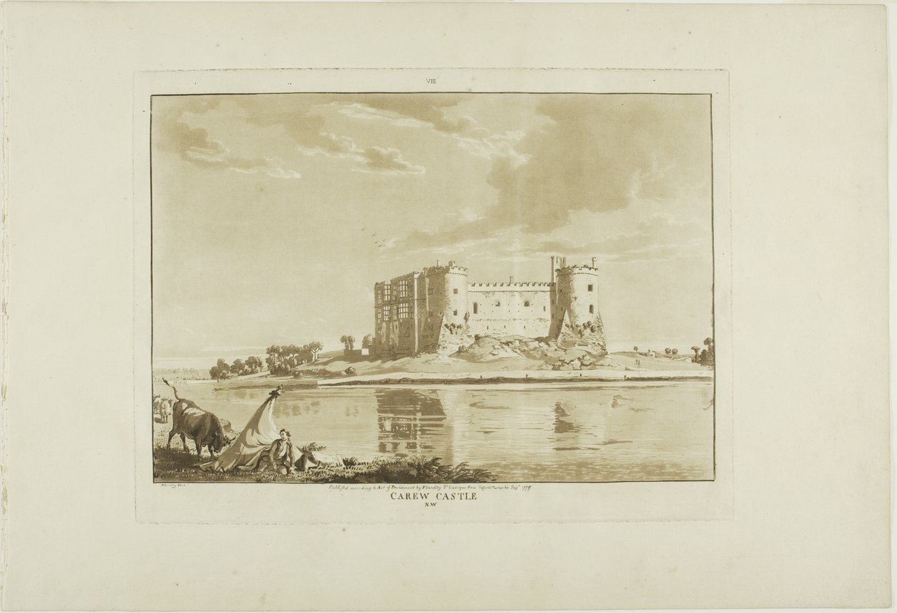 Il castello di Carew, ottava tavola da Dodici vedute del Galles da Paul Sandby