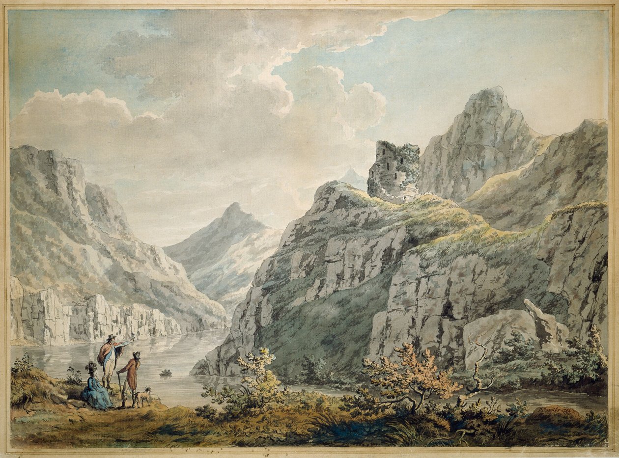Castello di Dolbardarn e lago di Llanberris, 1764 da Paul Sandby