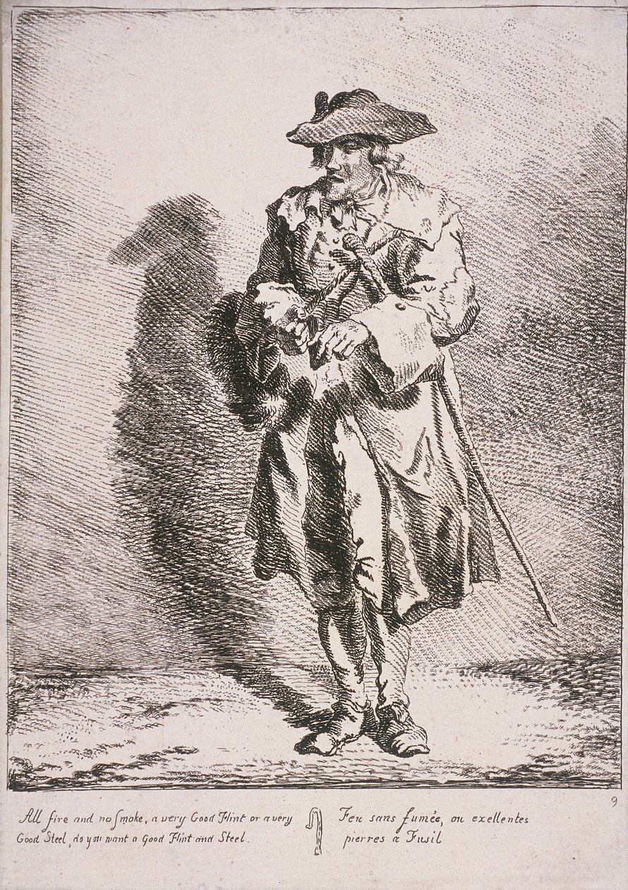 Venditore di selce e acciaio, Grida di Londra, 1760 da Paul Sandby