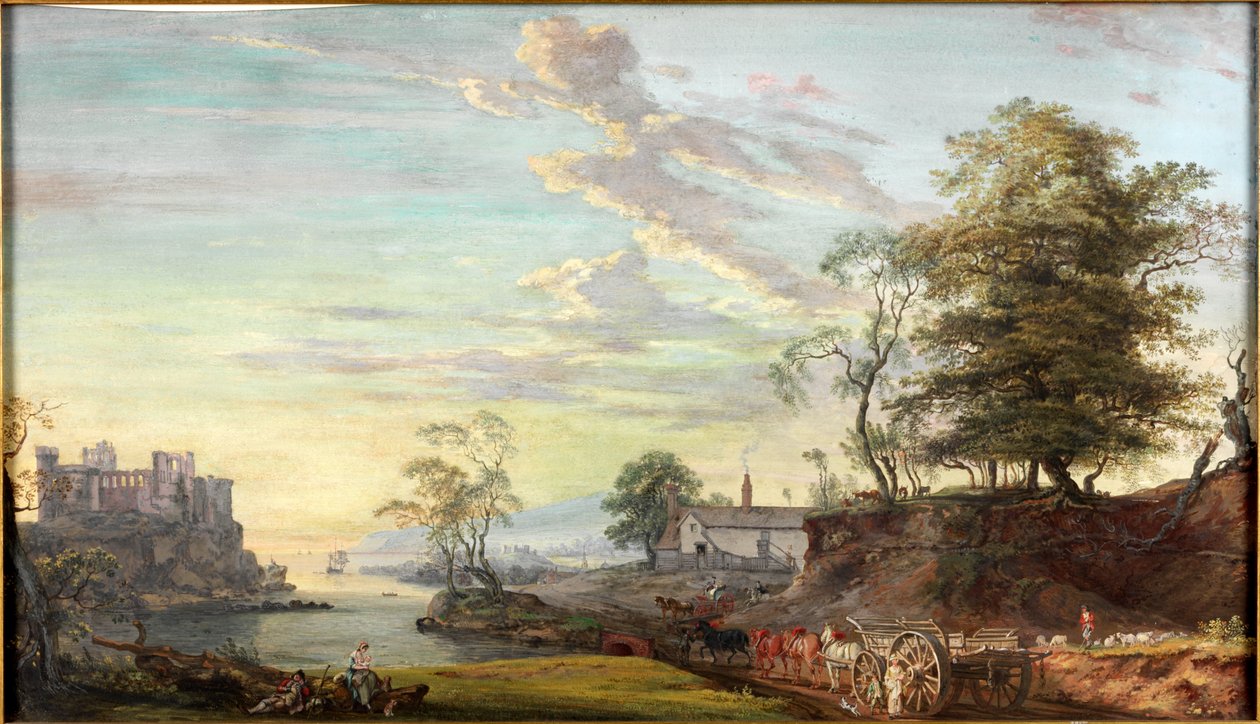 Paesaggio con castello su una baia, circa 1769-1795 da Paul Sandby