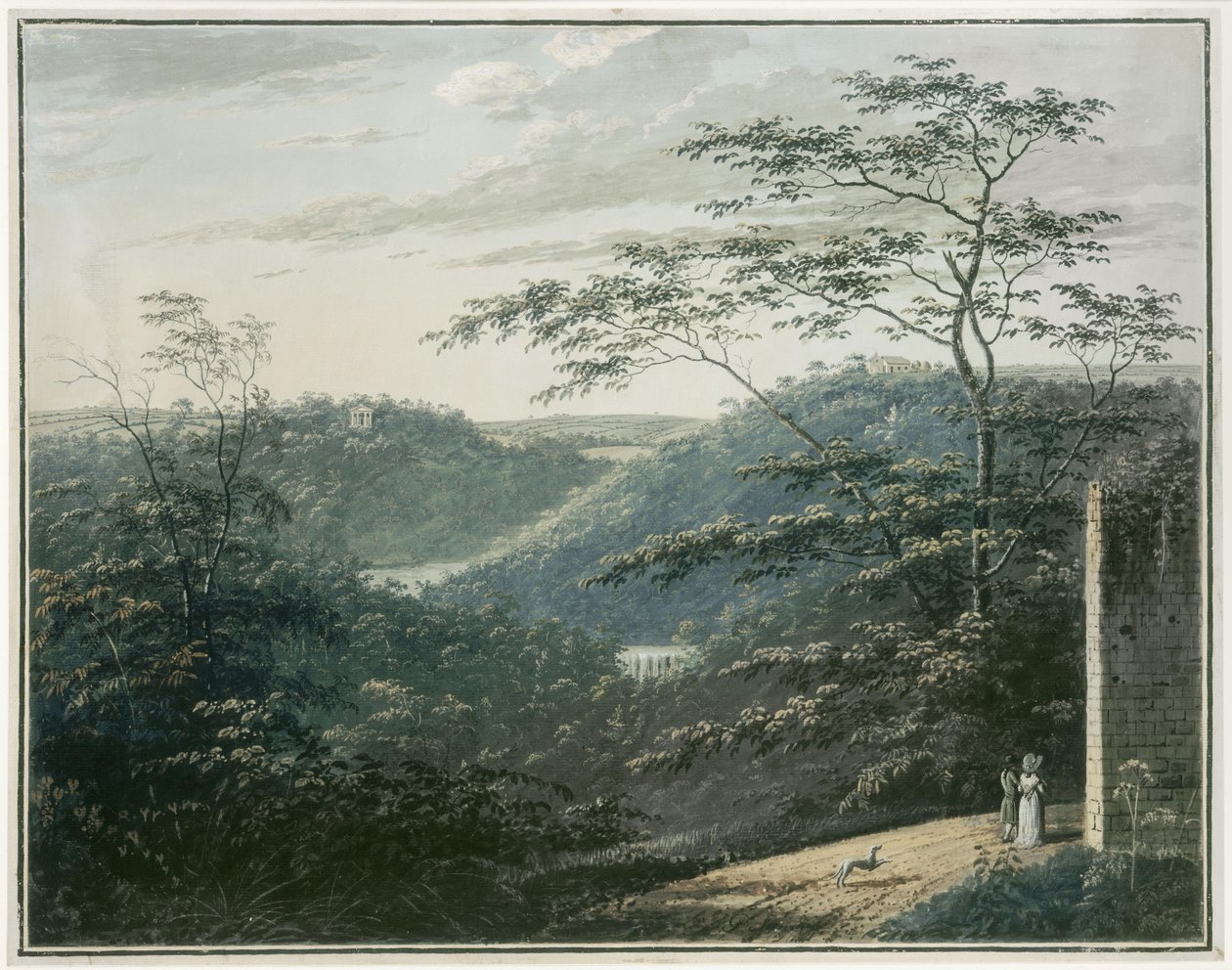 Paesaggio con cascata e tempio da Paul Sandby