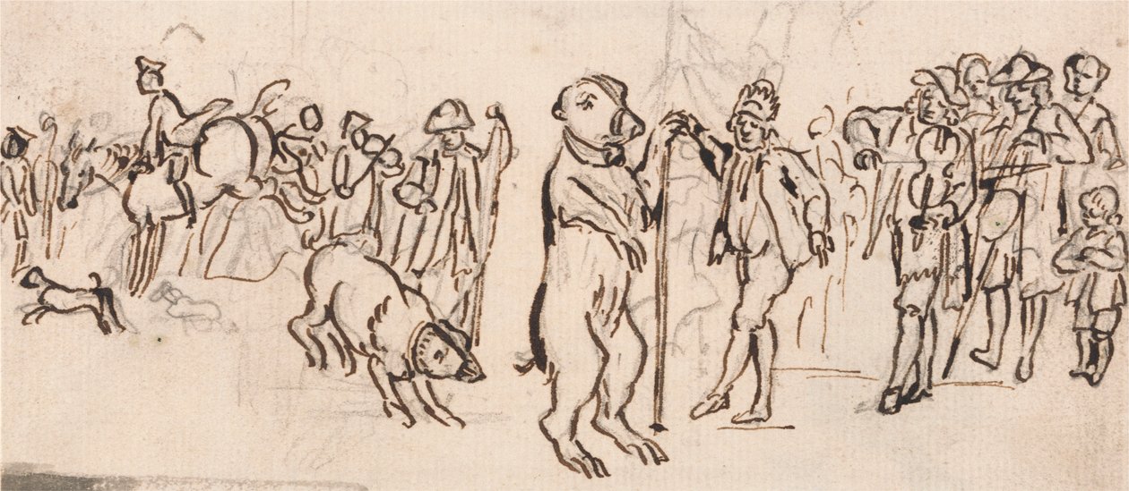 Musicisti e un orso che si esibisce da Paul Sandby