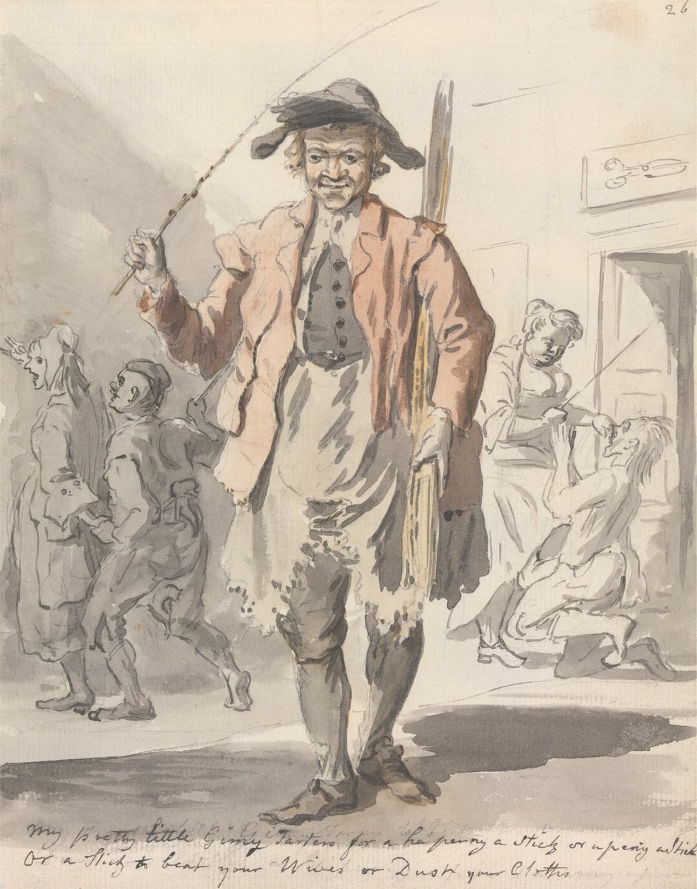 La mia piccola Ginny Tarters per mezzo penny un bastone o un penny un bastone, o un bastone per battere le mogli o spolverare i vestiti da Paul Sandby
