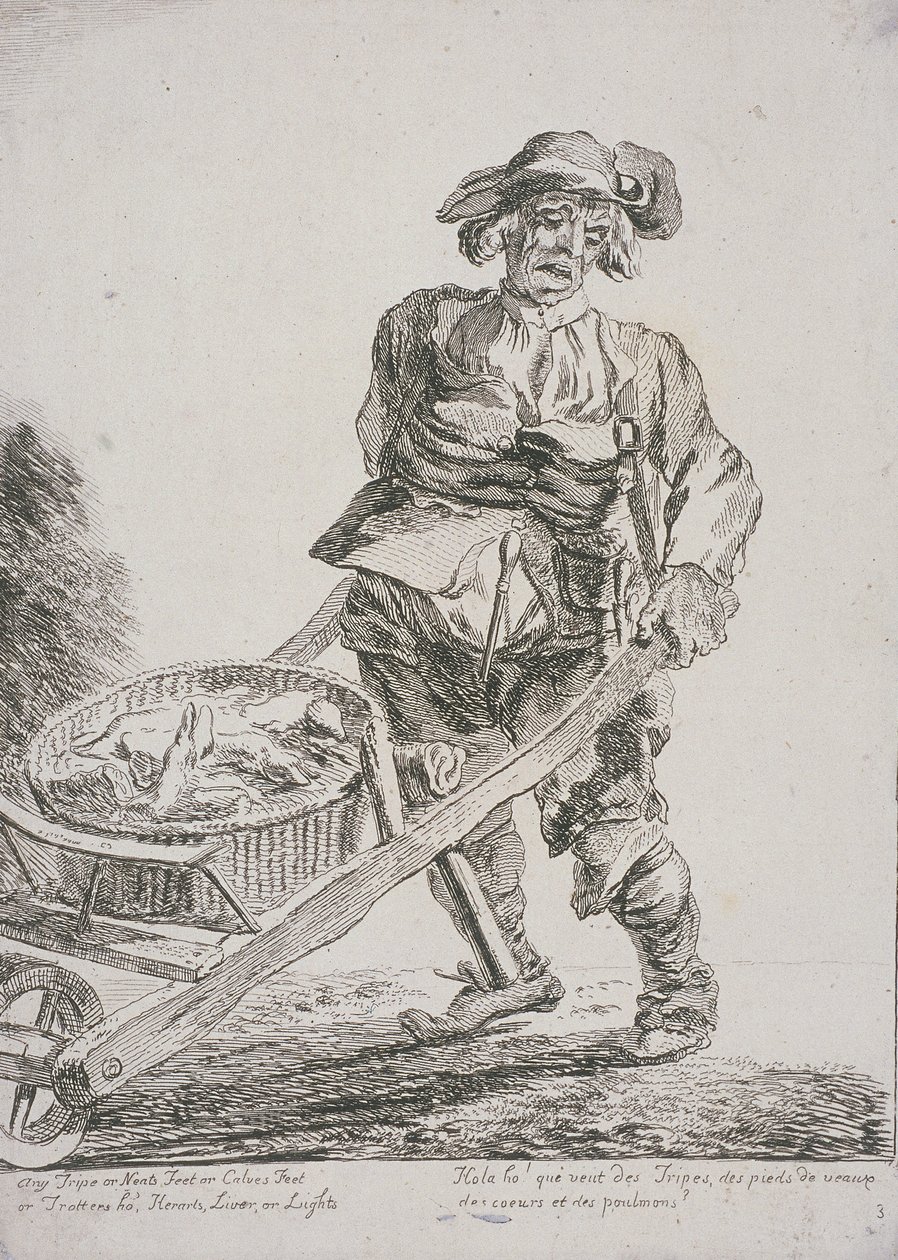 Venditore di frattaglie, Cries of London, 1760 da Paul Sandby