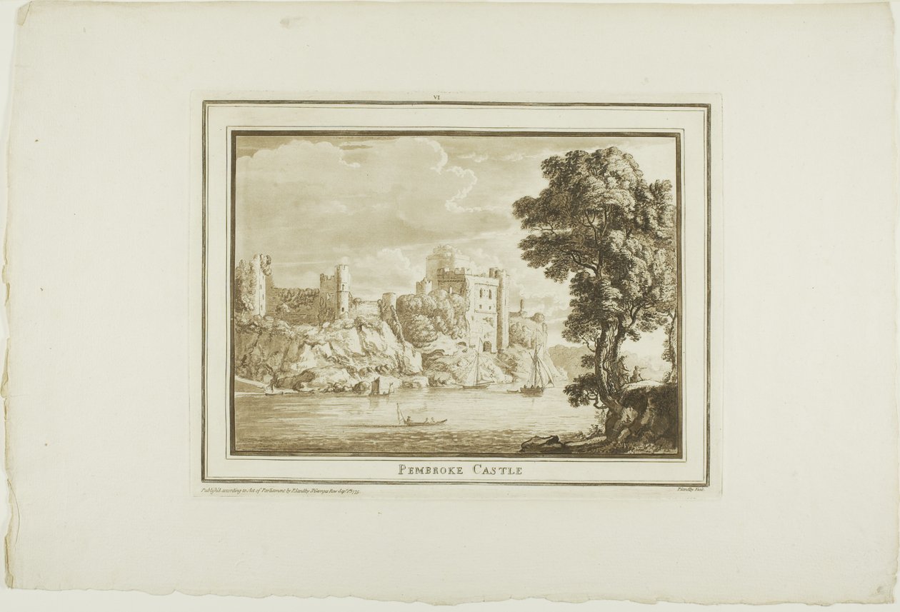 Castello di Pembroke, da Dodici Vedute in Acquatinta da Disegni presi sul Posto nel Galles del Sud da Paul Sandby