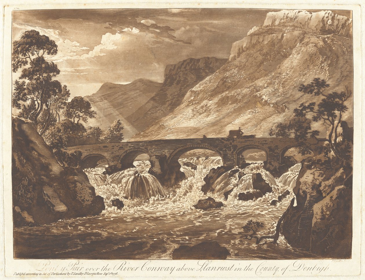 Pont-y-Pair sul fiume Conway sopra Llanrwst nella contea di Denbigh da Paul Sandby