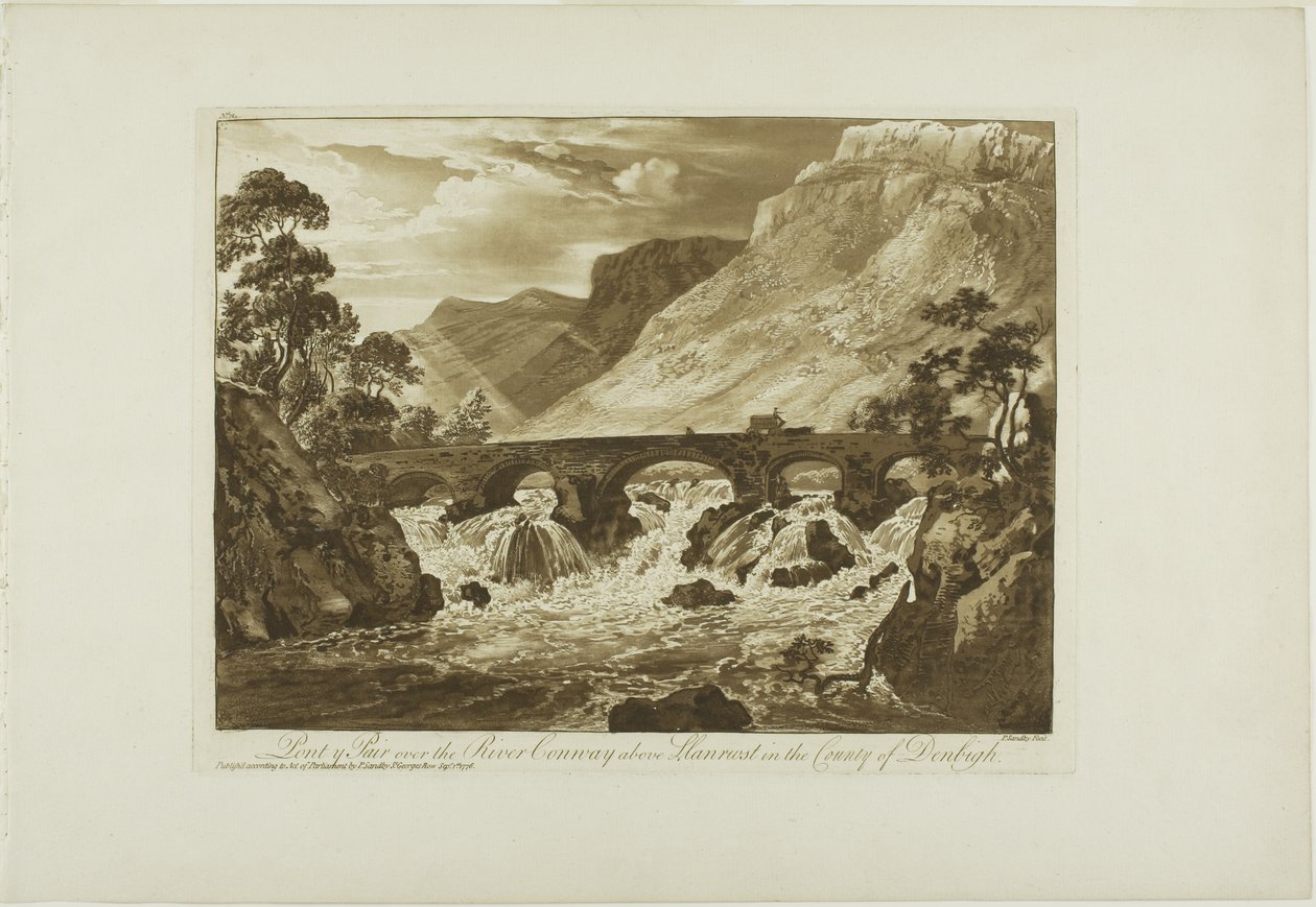 Pont y Pair sul fiume Conway sopra Llanrwst nella contea di Denbigh da Paul Sandby