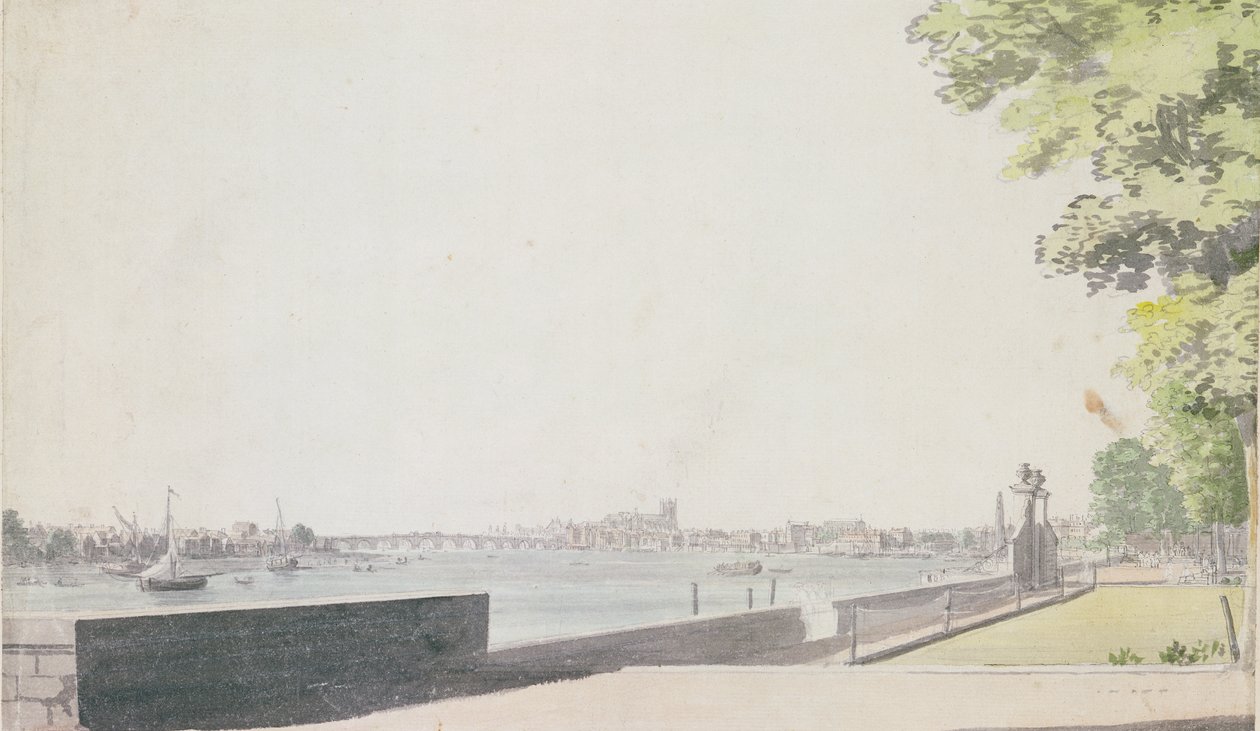Vista dal Giardino di Somerset House, verso il Ponte di Westminster, 1756 da Paul Sandby