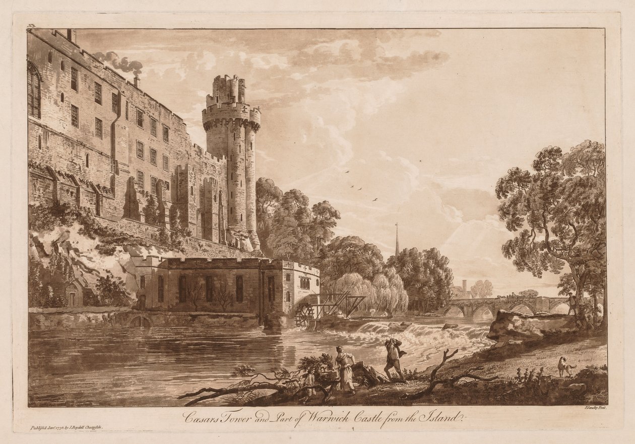 Vedute del castello di Warwick: Torre di Cesare e parte del castello di Warwick dall