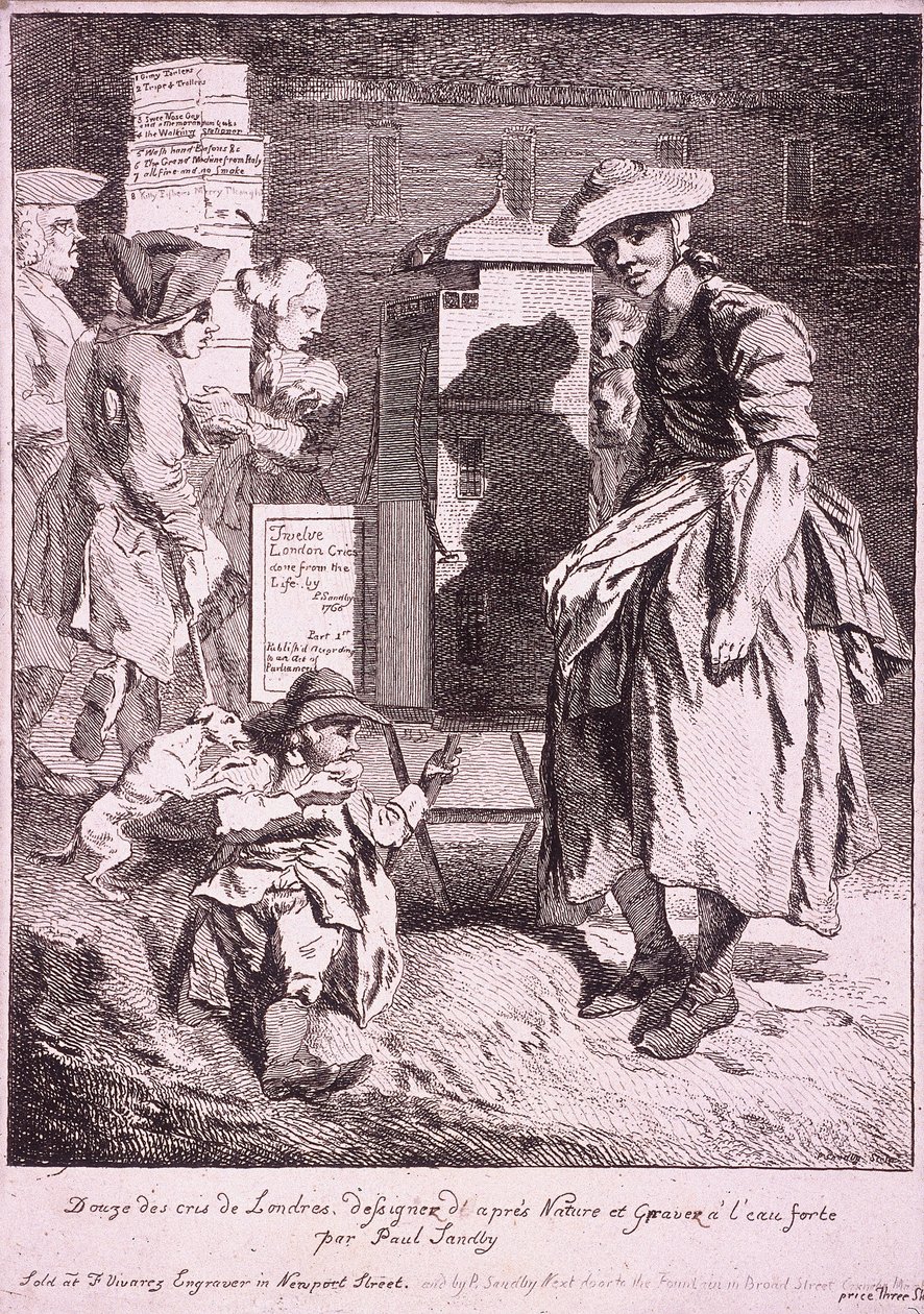 Donna con uno spettacolo raro, Cries of London, 1760 da Paul Sandby