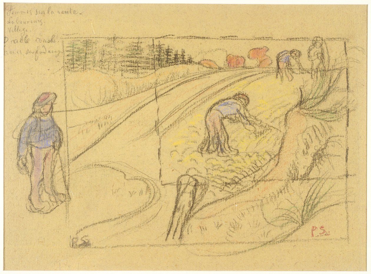 Bauern auf einem Feld (recto); Prozession bretonischer Frauen mit Studie von zwei weiblichen Figuren (verso) da Paul Sérusier