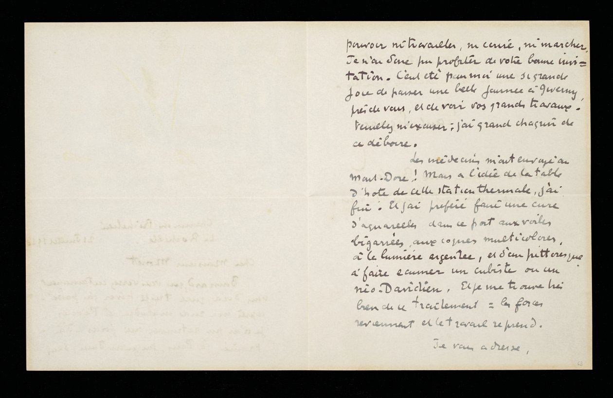 Lettera autografa a Claude Monet, 21 luglio 1920 da Paul Signac